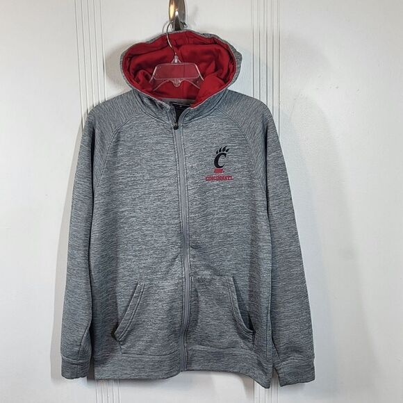 Cincinnati Bearcats Men's Gray Zip Up Jacket With Hood - Picture 1 of 9